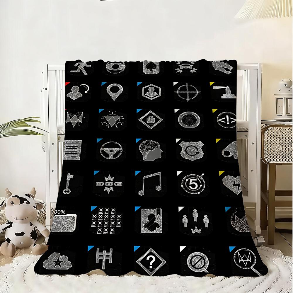 Watch Dogs 2 Throw Kid-Friendly Flannel Throw Blanket Soft Warm Anti-Static Washable All Season
