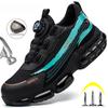 Men Rotating Button Work Sneakers Steel Toe Shoes Cushion Safety Boots Anti-Smash Work Shoes Indestructible Protective Safety Shoes Sneakers Men