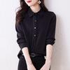 Spring Autumn Black Silk Shirt Women's Long Sleeve Spring Autumn Fashion Satin Silk Top Blouses Shirts