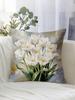 pc Minimalist Botanical Pillow Cover Polyester D DoubleSided Print Soft Watercolor Tulip  Leaf Design Neutral Scandinavia