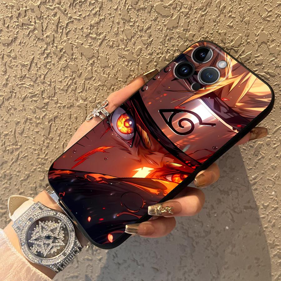 Чехол для iPhone 15 16 14 Plus 7 8 XR XS Max 13 12 11 17 Pro Max 17Air Черный Мягкий Чехол для Телефона N-Narutos Крутой