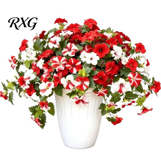 Vibrant Faux Flower Stems Artificial Petunia Flowers for Outdoors, Fake Outdoor Planters, UV Resistant Petunias, Realistic Bunch Home Morning