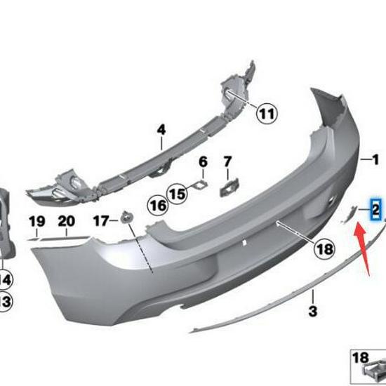 Крышка буксировочного крюка заднего бампера BMW 2 серии F22, неокрашенная (51127391807)