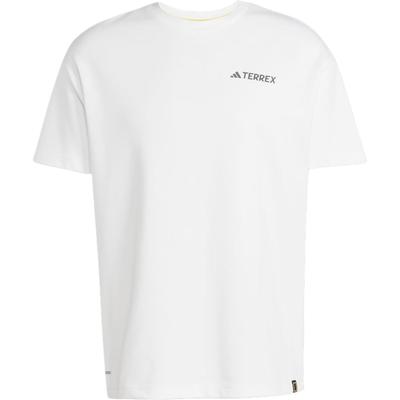 adidas Terrex X Коллаборация с National Geographic Свободный крой Круглый вырез Влагоотводящая Быстросохнущая Футболка с коротким рукавом Унисекс Футболки Белый JD5956