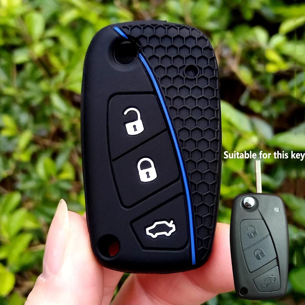 Силиконовый чехол-брелок для авто Подходит для Fiat Stilo Grande Punto Bravo Linea Idea Panda 500 Крепление Сумка для умного брелока Автоаксессуары