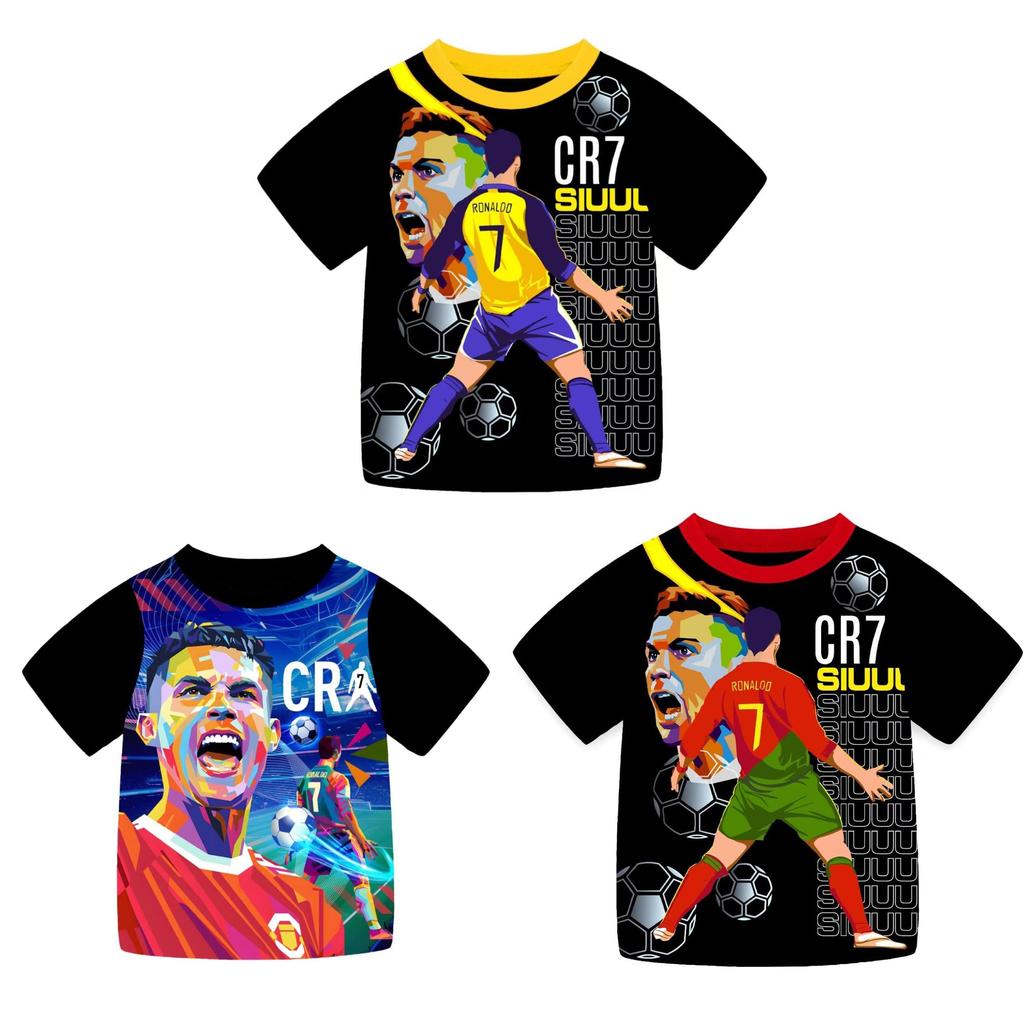 Детский летний хлопковый комплект из футболки и шорт с принтом NBA Soccer Star Cr7, из мягкой ткани, для мальчиков и девочек