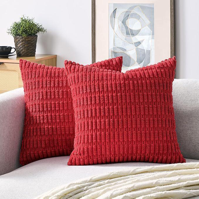 Solid Color Plush Double-Sided Pillowcase Corduroy Cushion Cover Decorative Sofa Bed Head Lumbar Support Pillowcase Set Of Two