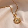 Elegant Water Wave Chain Gold Plated Stainless Steel Creative Sunlight Zirconia Evil Eye Pendant Necklaces For Women