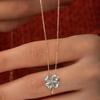 Aquamarine Stone Clover Necklace Women's Sterling Silver Necklace