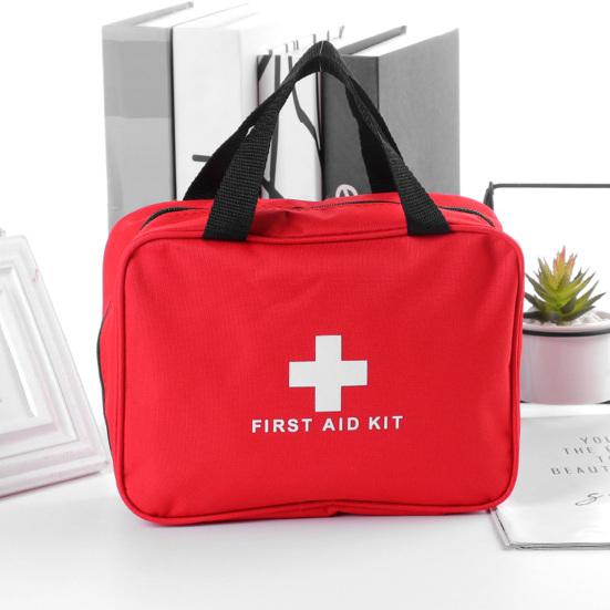 First Aid Storage Bag Zipper Closure Portable Mesh Pockets Emergency Bag with Handles for Home Office Travel