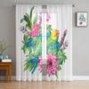 Тропические винтажные розовые цветы зеленый попугай прозрачные шторы для гостиной тюль оконная занавеска спальня кухня вуаль шторы