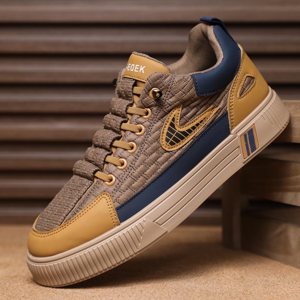 Мужские водонепроницаемые кожаные кроссовки Slip-On Casual Sneakers - спортивная обувь с толстой подошвой, увеличивающая рост, на осень