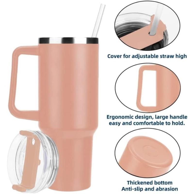 40 Oz Reusable Vacuum Insulated Cup with Handle and Straw Lid, Which Can Keep Hot and Cold Drinks Warm for Several Hours