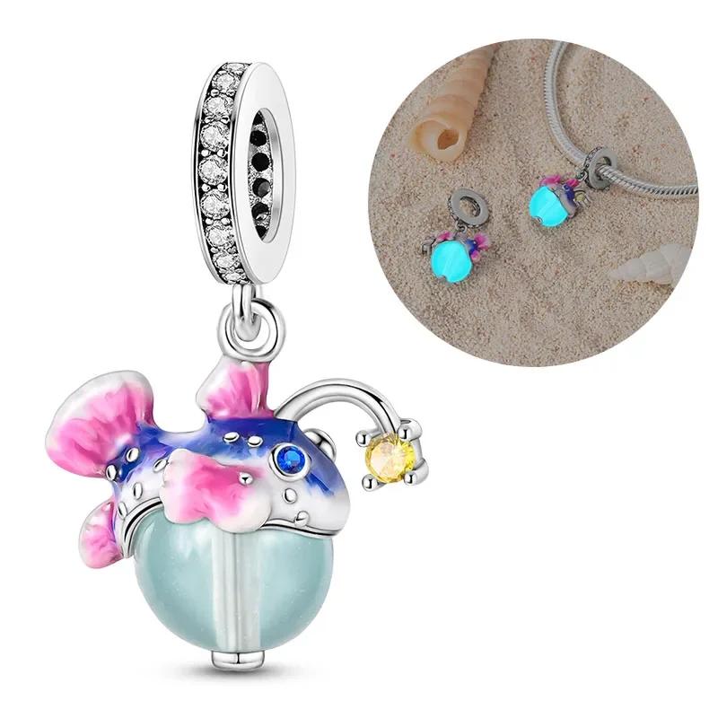 Copper Charm Chameleon Glowworm Light Bulb Firefly Star Moon Pendant Fit Original Bracelet Diy For Jewelry Making