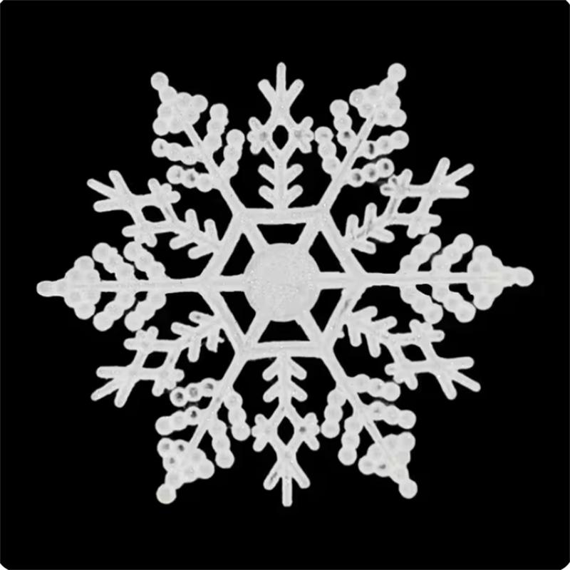 Украшения Рождественские снежинки 6 шт. Украшения Рождественская елка Серебряный блестящий кулон Искусственная пластиковая поддельная снежинка бусина