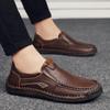 Мужская повседневная обувь из натуральной кожи ручной работы, удобные и дышащие мокасины, мужские деловые туфли на плоской подошве