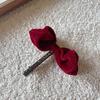 Korean Retro Velvet Rhinestone Bow Elegant Hair Clip