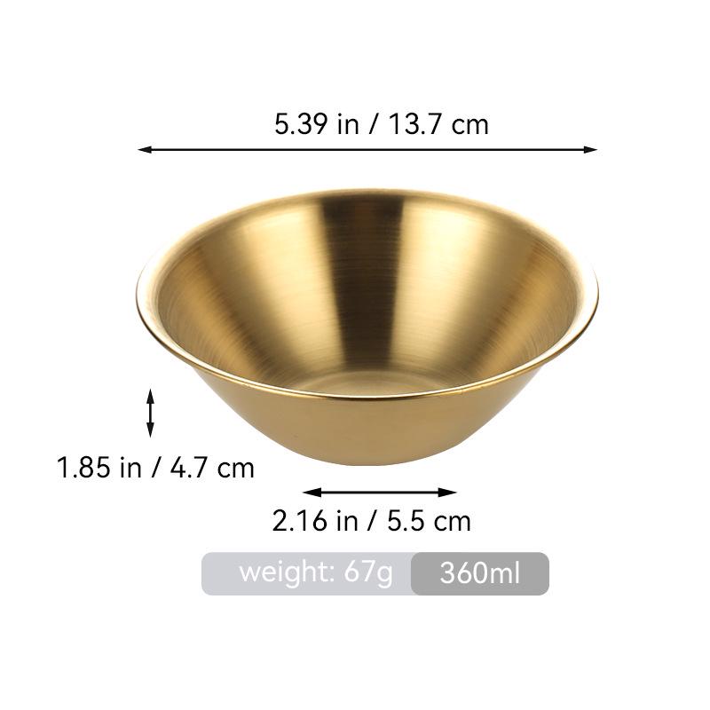 Салатник из нержавеющей стали корейской V-образной формы золотого цвета - однослойный, с закатанным краем, миска для хот-пота, приправ или закусок для ресторанов.