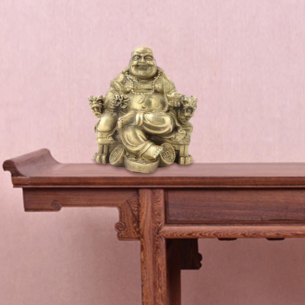 Геомантическая коллекция из чистой латуни с улыбающимся Буддой Майтрейей, символом богатства и удачи