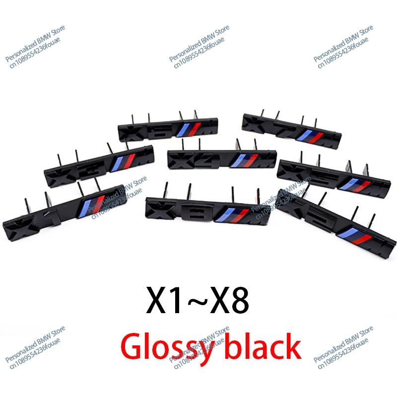 AAAQT1 M Logo Car Front Hood Grille Badge For BMW M1 M2 M3 M4 M5 M6 M7 M8 X3M X4M X5M X6M ABS Glossy Black X Emblem Front Grille Badge