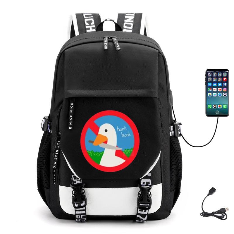 Multifunctional Goose Backpack Large Capacity Student Bag Leisure Travel Usb Computer Bag