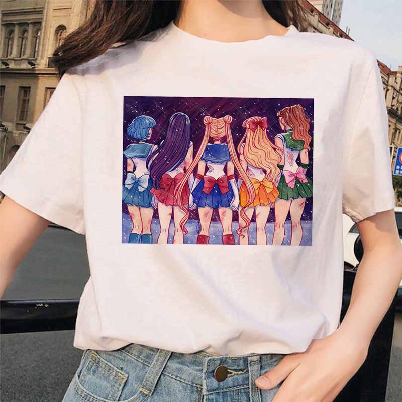 Сейлор Мун 90S Забавная футболка Harajuku Одежда Футболка Эстетическая кошка Аниме Женская милая женская футболка