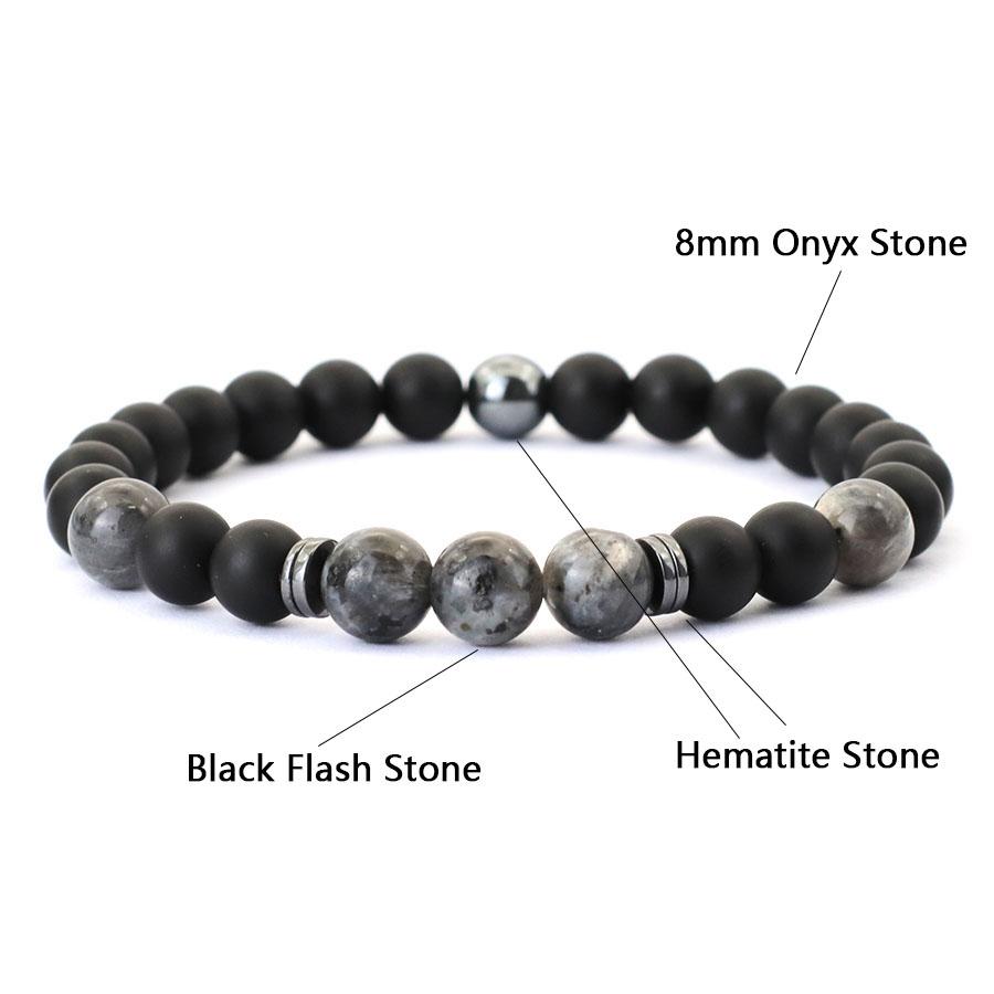 Noter Handmade Mens Bracelet 8mm Onyx Tiger Eyes Stone Beaded Braclet Hematite Healing Braslet Cadeau Homme Leisure Accessories