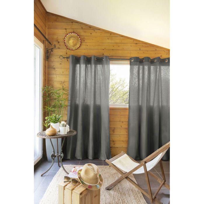 Rideau d'ameublement "Kala" en Coton 140 x 260 cm l'Effet Papillon - Kala Granit - 1 Panneau 140 x 260 cm