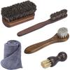 5 PCS Leather Brush Car Detailing, Horse Hair Brush, Car Cleaning Supplies