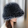 2025 New Cross-border Imitation Fox Hair Warm Fashion Fisherman Mongolian Hat Show Face Small Fur Hat Foreign Trade Fur