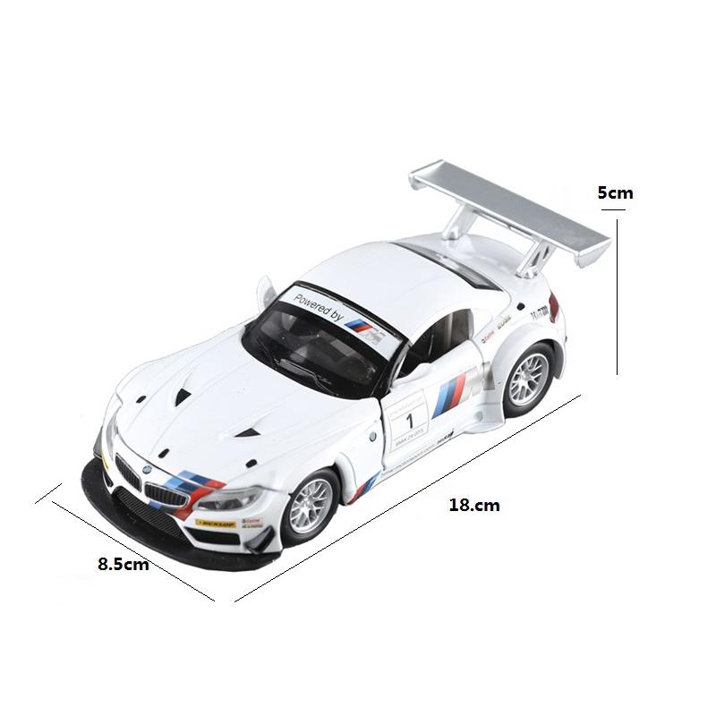 Масштаб 1/24 Z4 GT3, литая под давлением модель автомобиля, игрушечный автомобиль с откатным механизмом, звуком и светом для детей, коллекция подарков для мальчиков и девочек