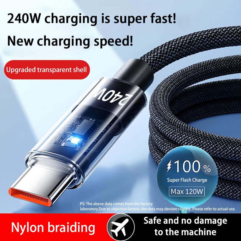 Быстрое зарядное устройство 240 Вт, кабель для передачи данных QC 3.0 USB на Type C Для Samsung Xiaomi Huawei Светодиодный цифровой дисплей Зарядное устройство для телефона, кабель для передачи данных