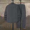 2Pcs/Set Men Sportwear Set Lapel Long Sleeve Flap Pockets Coat Elastic Drawstring