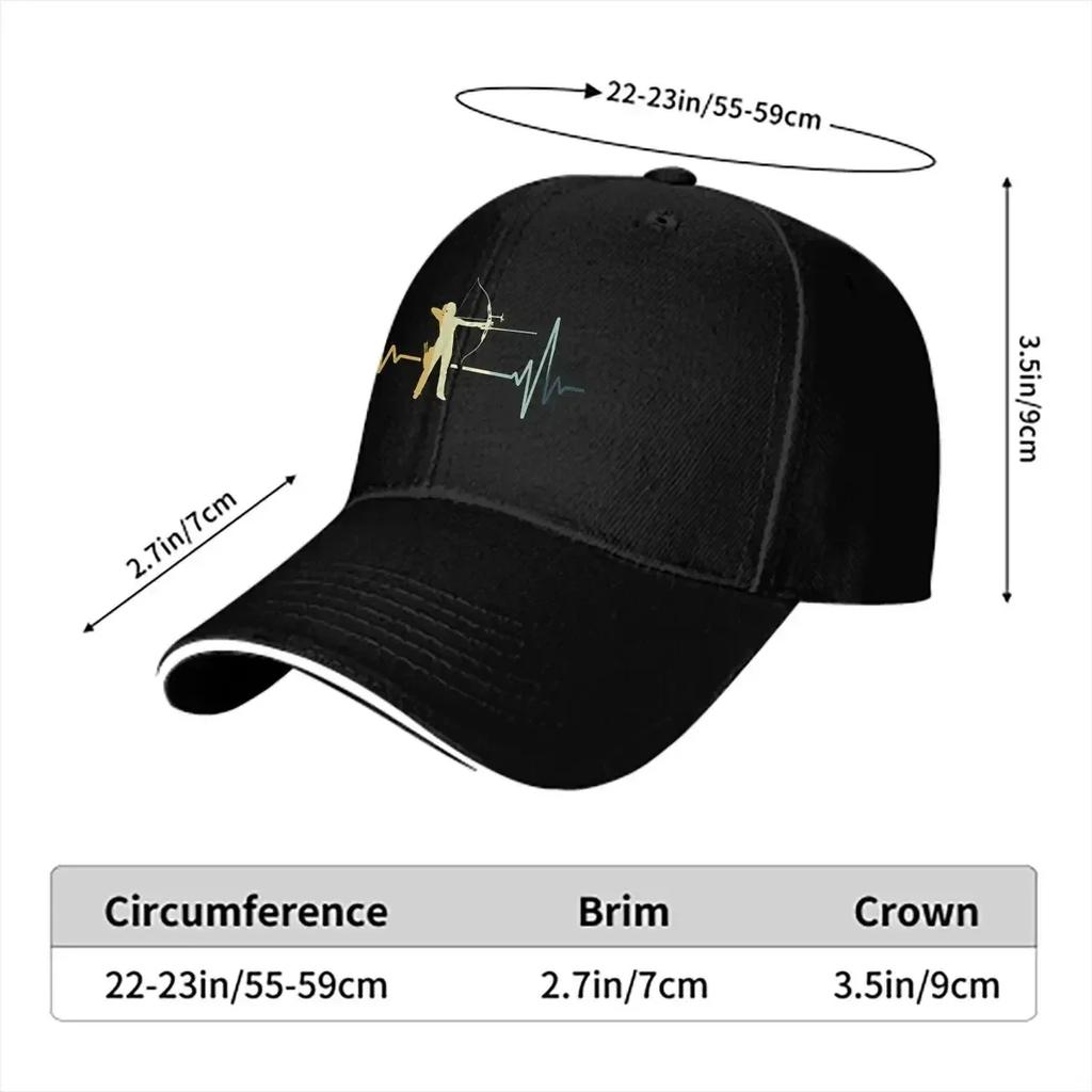 Archery Multicolor Hat Peaked Mens Cap Heartbeat Vintage Personalized Visor Protection Hats