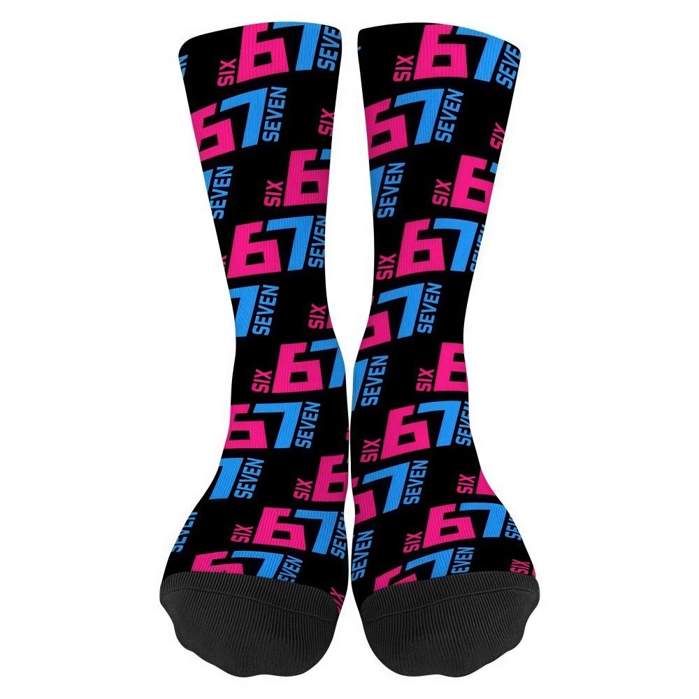 Cartoon Unisex 67 Meme Ice Cream Socks Cotton Breathable 67 Meme Crew Long Socks Lightweight Warm Creativity Stockings