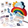 Montessori Game Weather Cognition Wooden Blocks Parish Learning Tabletop Drawing Template Children Toys Sun/Rain Card Quiet Book