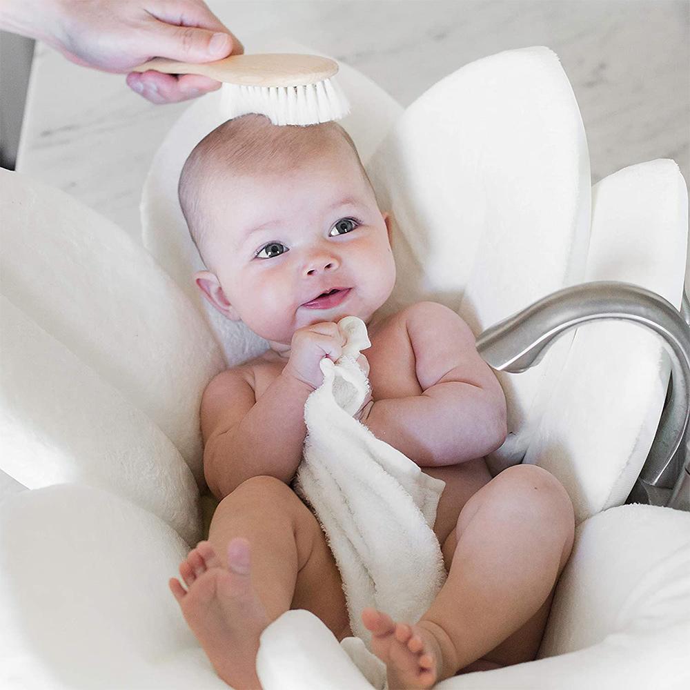 Wooden Baby Hair Brush for Newborns Infant Hair Comb Soft Wool Hair Scalp Massage Ideal for Baby Cradle Cap Care