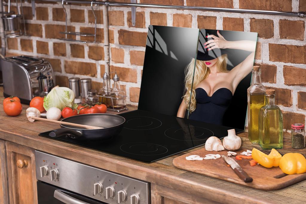 СТЕКЛЯННАЯ ЗАЩИТНАЯ ПАНЕЛЬ ДЛЯ КУХНИ 2x35x52 ЖЕНЩИНА