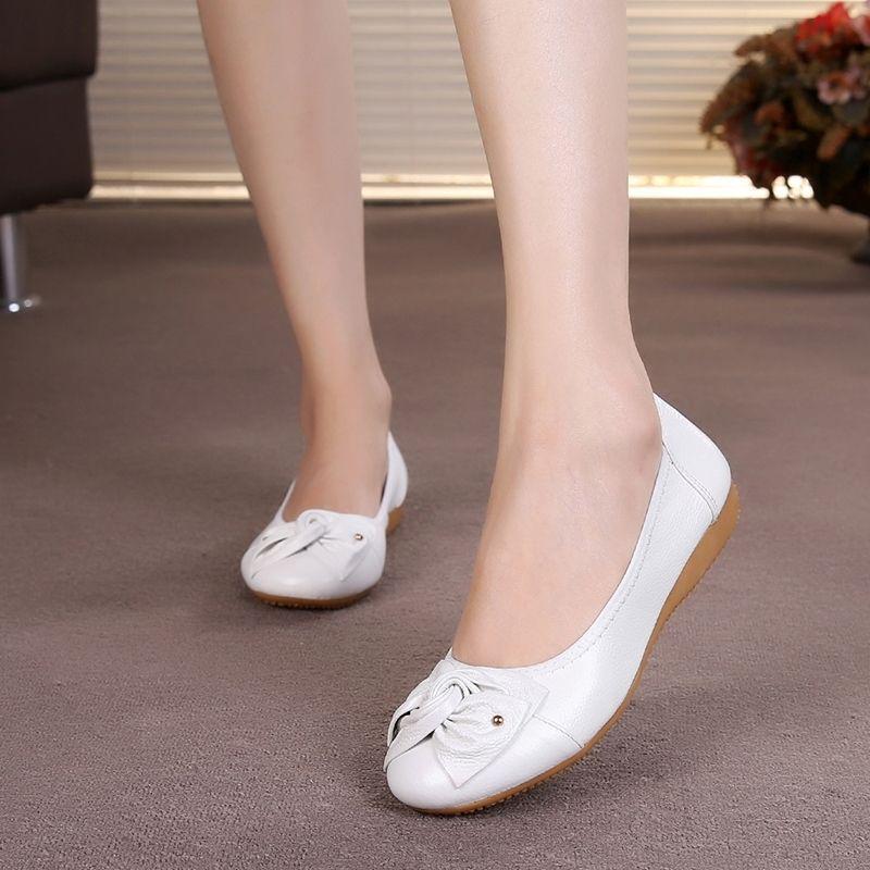 Genuine Cowhide Soft Sole Women's Flat Shoes - Non-Slip Nursing & Maternity Footwear