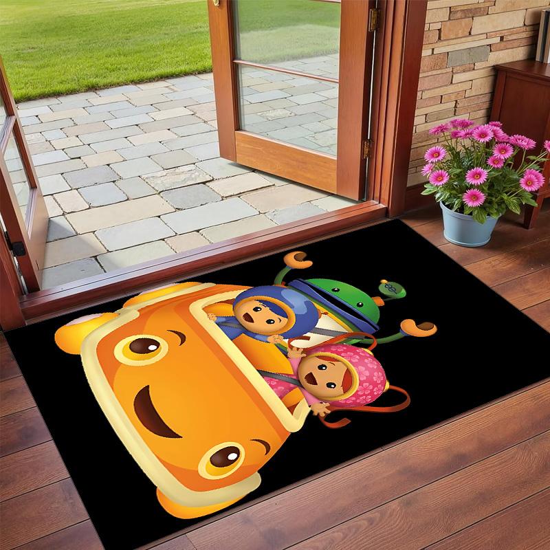 Anti‑Slip Crystal Velvet Floor Rug, Digimon Design Carpet for Indoor Living Bedroom Home Decoration