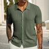 Мужская рубашка с лацканами, однобортный сплошной цвет, тонкий мягкий кардиган с короткими рукавами, ажурный вязаный