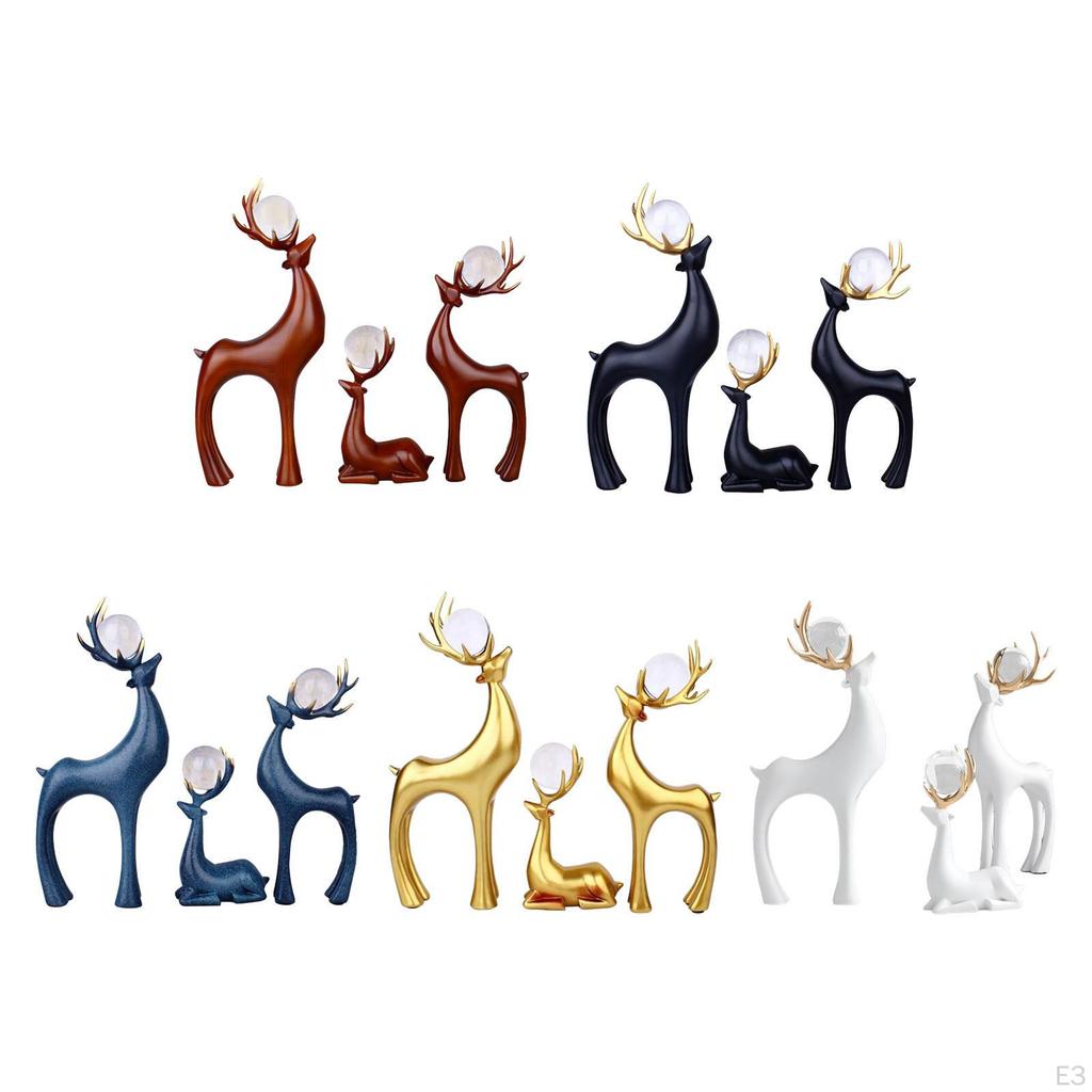 3 Pieces Christmas Elk Statues Reindeer Figurines Ornaments Set Animal Statue for Father's Day