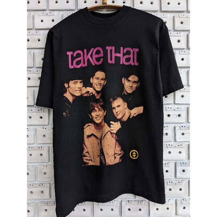 Винтажная футболка 90-х с принтом группы Take That - Черная ретро футболка для мужчин с Робби Уильямсом, Машинная стирка, Мерч с концерта, Всесезонная