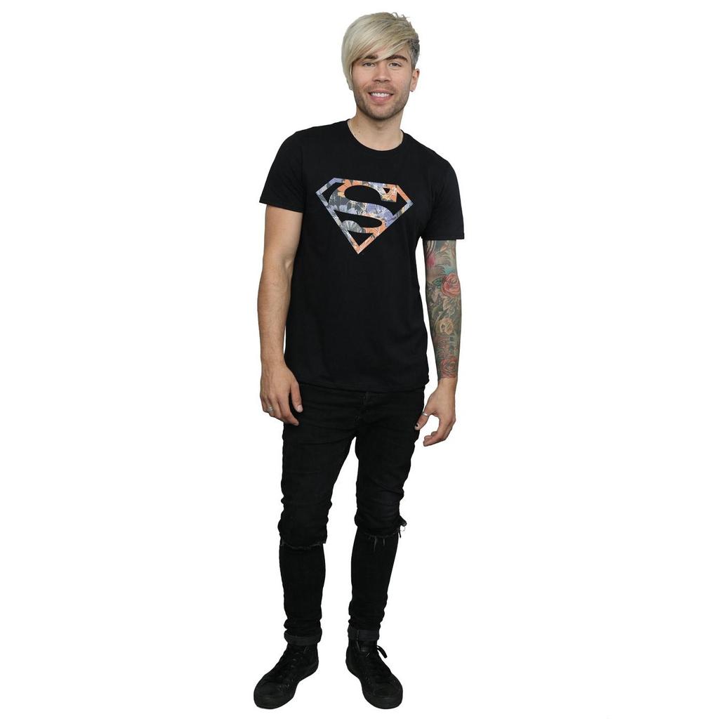 DC Comics Mens Superman Floral Logo 2 T-Shirt