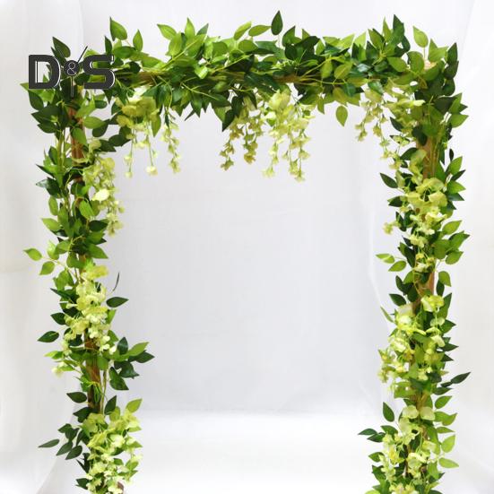 200CM Artificial Wisteria Flower Garland Realistic Home Wedding Garden Indoor Outdoor Wall Hanging Faux Climbing Floral Greenery Drooping Ivy