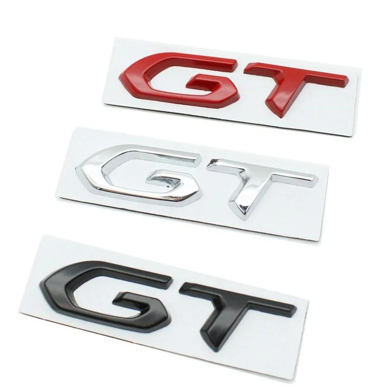 RIGR3 1Pcs Metal GT Styling Logo Car Trunk Badge Emblem Sticker Auto Body Decal For Kia Peugeot Volkswagen Ford Sticker Accessories