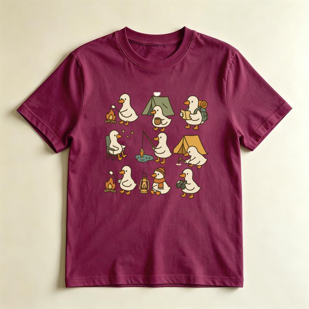 Camping Duck Tee Cute Duck Activities Collage Graphic Tshirt Duck Lover Gift Tshirt Whimsical Outdoor Adventure Casual Tee