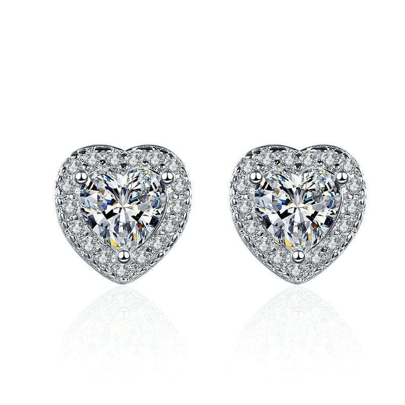 Heart-Shaped Zircon Earrings: Sparkling AAA Micro Inlaid Love Design
