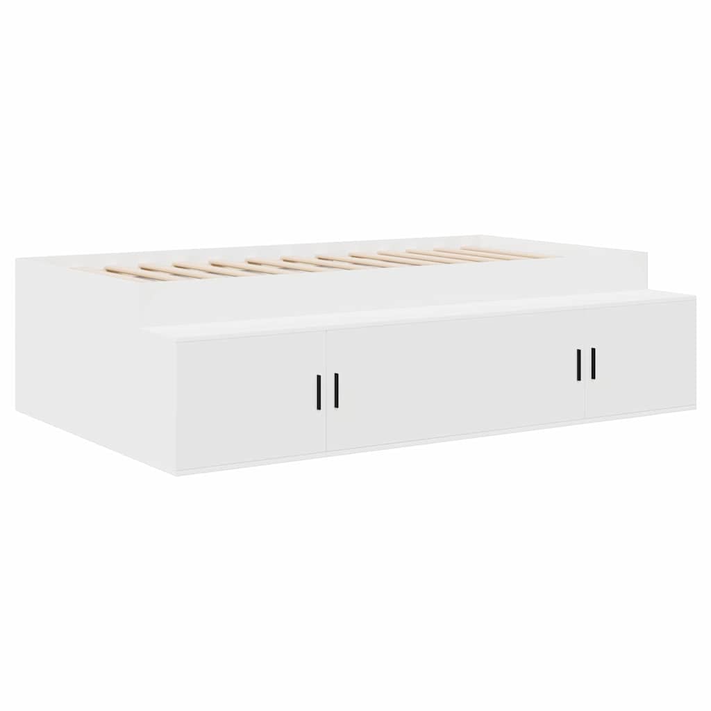 Bed Frame with Drawers White 100 x 200 cm Engineered Wood