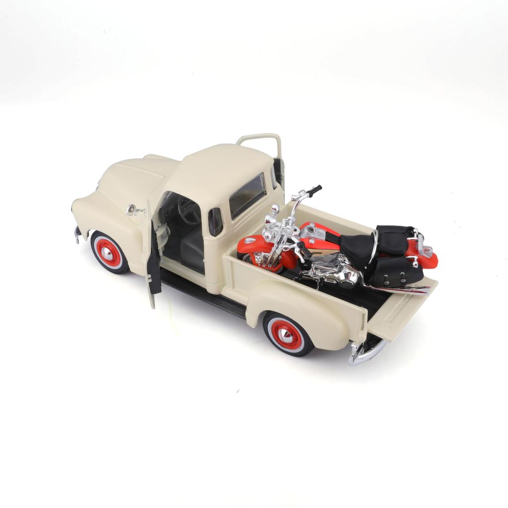 Maisto CUSTOM CHEVROLET 3100 PICKUP 2001 FLSTS HERITAGE Heritage HARLEY-DAVIDSON 124SCALE "1950 & SPRINGER"(БЕЛЫЙ/ОРАНЖЕВЫЙ) Спрингер» (белый/оранжевый)